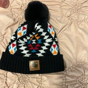 Carhartt beanie with pom pom black